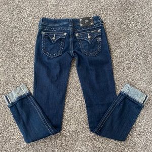 EUC Miss Me Dark Wash Cuffed Skinny Jeans 27